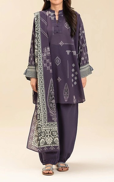Beechtree Plum Lawn Suit | Pakistani Lawn Dress in USA- Image 1