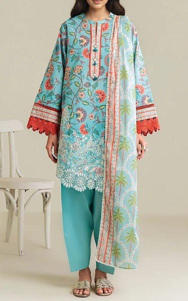Bonanza Sky Blue Lawn Suit | Pakistani Lawn Dress in USA- Image 1