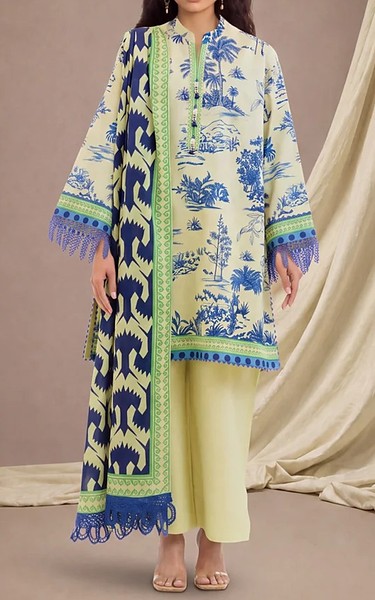 Bonanza Off White/Blue Lawn Suit | Pakistani Lawn Dress in USA- Image 1