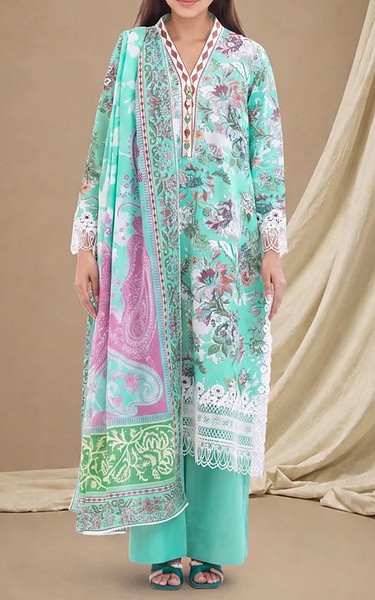 Bonanza Pearl Aqua Lawn Suit | Pakistani Lawn Dress in USA- Image 1