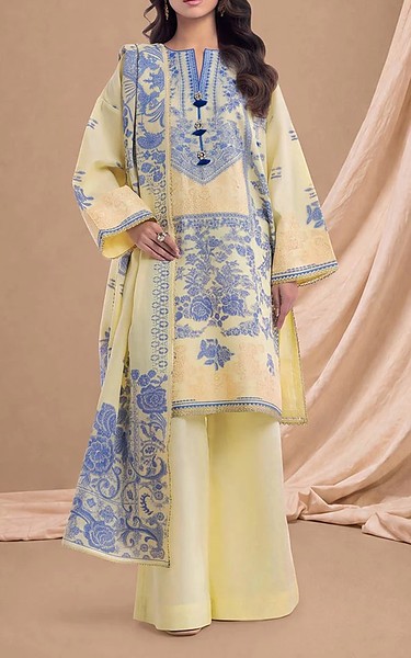 Bonanza Cream/Blue Jacquard Suit | Pakistani Lawn Dress in USA- Image 1