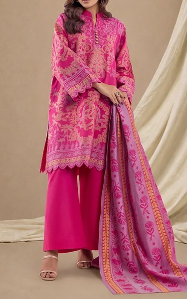 Bonanza Magenta Jacquard Suit | Pakistani Lawn Dress in USA- Image 1