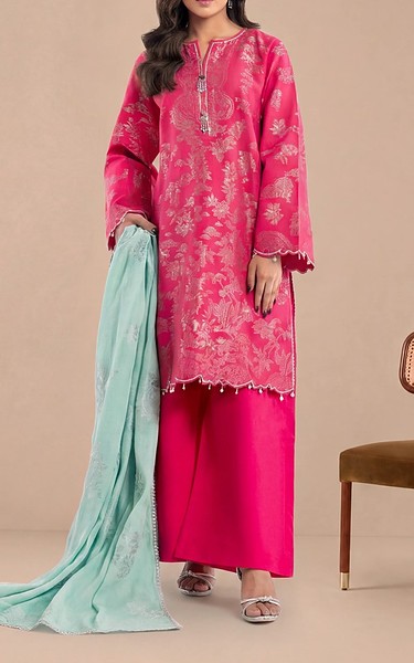 Bonanza Hot Pink Jacquard Suit | Pakistani Winter Dresses in USA- Image 1