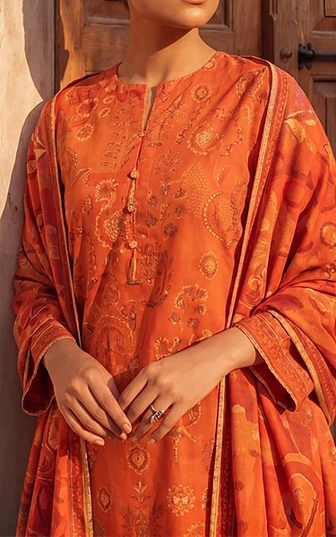 Bonanza Rust Jacquard Suit | Pakistani Winter Dresses in USA- Image 2