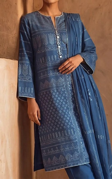 Bonanza Blue Jacquard Suit | Pakistani Winter Dresses in USA- Image 2