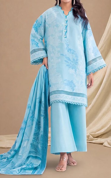 Bonanza Sky Blue Jacquard Suit | Pakistani Lawn Dress in USA- Image 1
