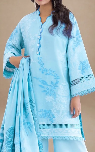 Bonanza Sky Blue Jacquard Suit | Pakistani Lawn Dress in USA- Image 2