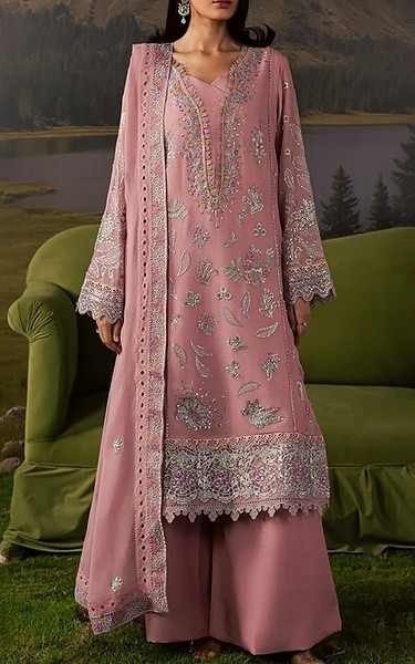Daria Tea Pink Chiffon Suit | Pakistani Embroidered Chiffon Dresses USA- Image 1