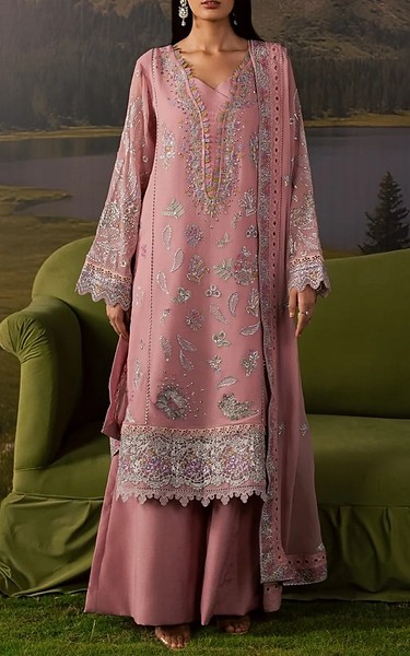 Daria Tea Pink Chiffon Suit | Pakistani Embroidered Chiffon Dresses USA- Image 2