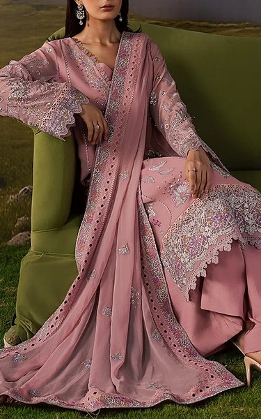 Daria Tea Pink Chiffon Suit | Pakistani Embroidered Chiffon Dresses USA- Image 3