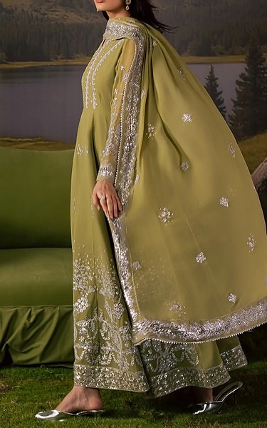 Daria Green Chiffon Suit | Pakistani Embroidered Chiffon Dresses USA- Image 2
