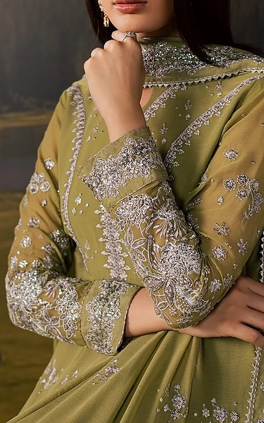 Daria Green Chiffon Suit | Pakistani Embroidered Chiffon Dresses USA- Image 3
