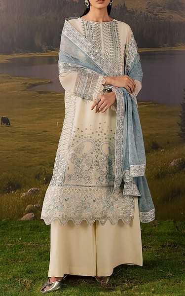 Daria Off-white Chiffon Suit | Pakistani Embroidered Chiffon Dresses USA- Image 2