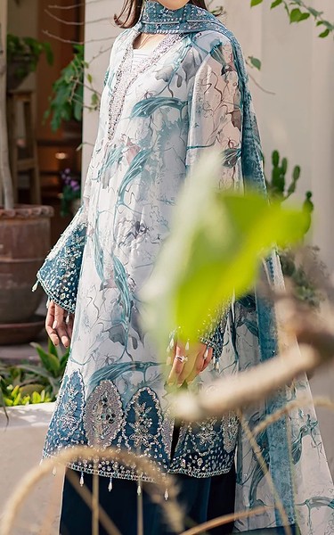 Daria Sky Blue Chiffon Suit | Pakistani Embroidered Chiffon Dresses USA- Image 1