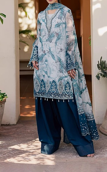 Daria Sky Blue Chiffon Suit | Pakistani Embroidered Chiffon Dresses USA- Image 2