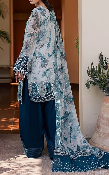 Daria Sky Blue Chiffon Suit | Pakistani Embroidered Chiffon Dresses USA- Image 3