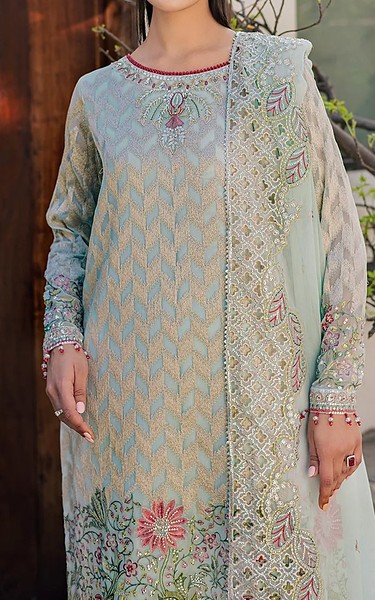 Daria Turquoise Chiffon Suit | Pakistani Embroidered Chiffon Dresses USA- Image 2
