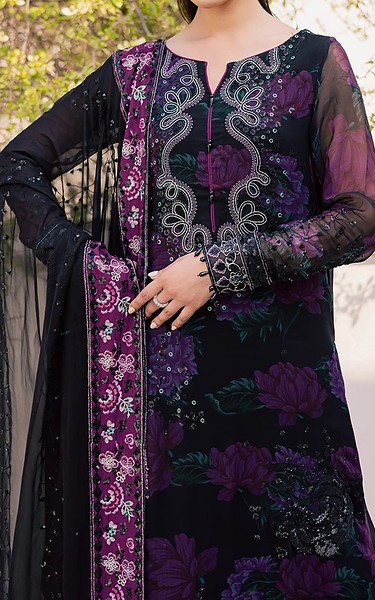 Daria Black Chiffon Suit | Pakistani Embroidered Chiffon Dresses USA- Image 2
