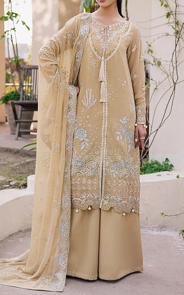 Daria Beige Chiffon Suit | Pakistani Embroidered Chiffon Dresses USA- Image 2