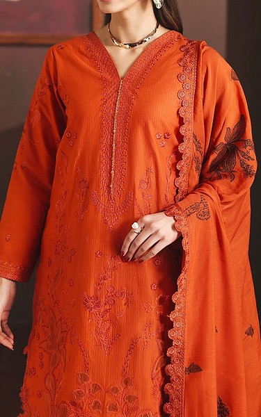 Daria Orange Lawn Suit | Pakistani Lawn Dress in USA- Image 3