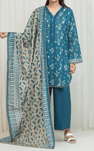 Edenrobe Dull Blue Lawn Suit | Pakistani Lawn Dress in USA- Image 1