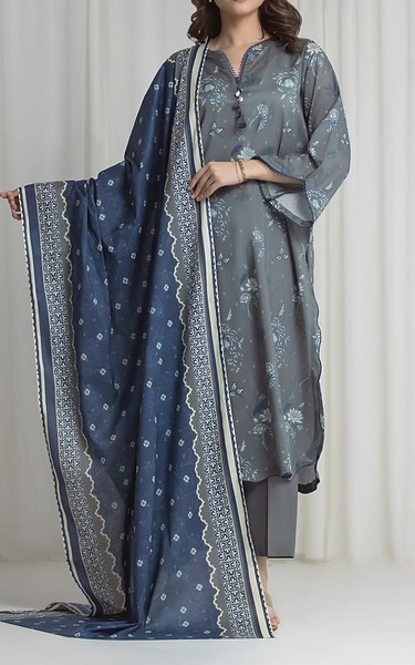 Edenrobe Dark Grey Lawn Suit | Pakistani Lawn Dress in USA- Image 1