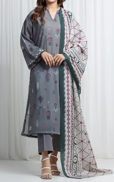 Edenrobe Regent Grey Lawn Suit | Pakistani Lawn Dress in USA- Image 1