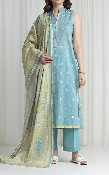 Edenrobe Pale Aqua Lawn Suit | Pakistani Lawn Dress in USA- Image 1