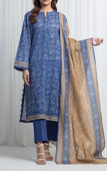 Edenrobe Blue Lawn Suit | Pakistani Lawn Dress in USA- Image 1