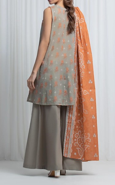 Edenrobe Grey Lawn Suit | Pakistani Lawn Dress in USA- Image 2