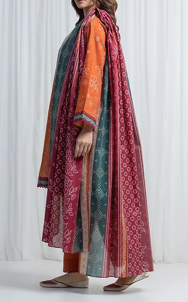 Edenrobe Shocking Orange Lawn Suit | Pakistani Lawn Dress in USA- Image 2