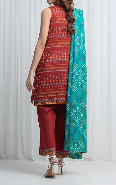 Edenrobe Faded Red Lawn Suit | Pakistani Lawn Dress in USA- Image 2