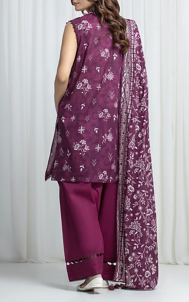 Edenrobe Plum Khaddar Suit | Pakistani Winter Dresses in USA- Image 2