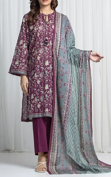 Edenrobe Magenta Khaddar Suit | Pakistani Winter Dresses in USA- Image 1