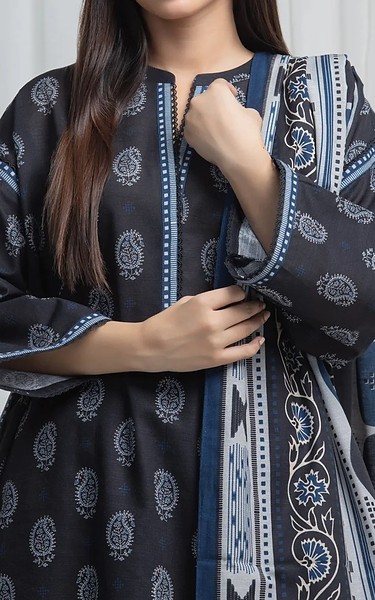 Edenrobe Black Khaddar Suit | Pakistani Winter Dresses in USA- Image 2