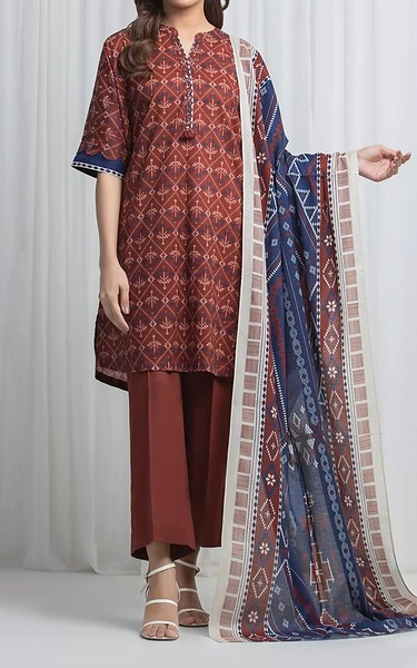 Edenrobe Pale Carmine Lawn Suit | Pakistani Lawn Dress in USA- Image 1