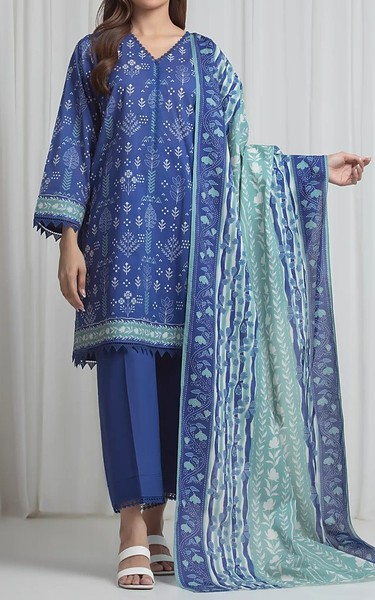 Edenrobe Blue Lawn Suit | Pakistani Lawn Dress in USA- Image 1