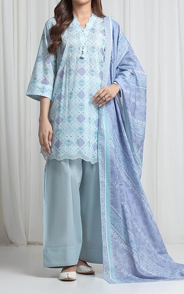 Edenrobe Pale Blue Lawn Suit | Pakistani Lawn Dress in USA- Image 1