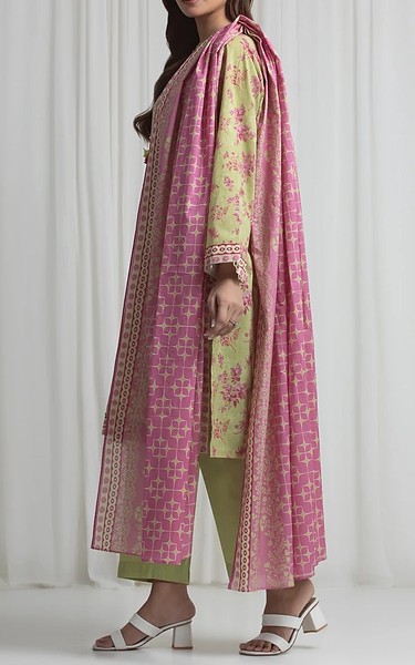 Edenrobe Olive Lawn Suit | Pakistani Lawn Dress in USA- Image 2