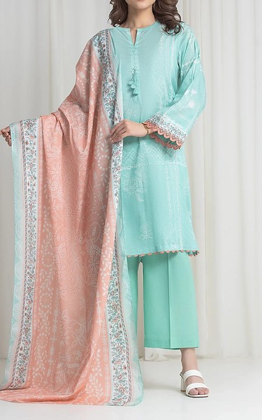 Edenrobe Pale Aqua Lawn Suit | Pakistani Lawn Dress in USA- Image 1