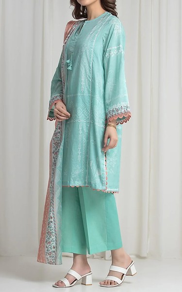 Edenrobe Pale Aqua Lawn Suit | Pakistani Lawn Dress in USA- Image 2