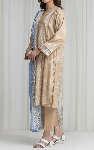 Edenrobe Beige Lawn Suit | Pakistani Lawn Dress in USA- Image 2