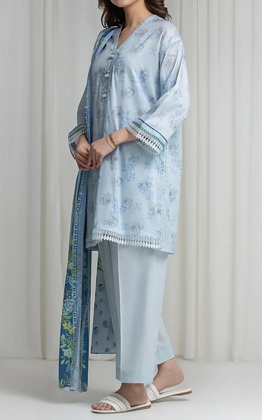 Edenrobe Pale Blue Lawn Suit | Pakistani Lawn Dress in USA- Image 2
