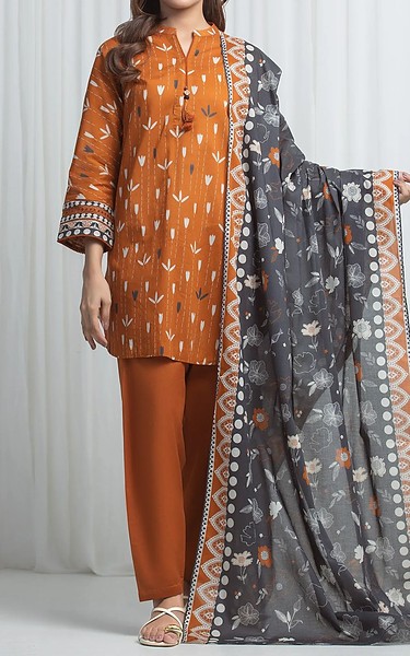 Edenrobe Rust Lawn Suit | Pakistani Lawn Dress in USA- Image 1