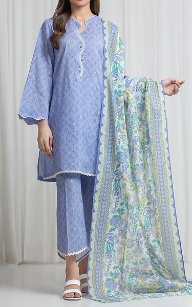 Edenrobe Carolina Blue Lawn Suit | Pakistani Lawn Dress in USA- Image 1