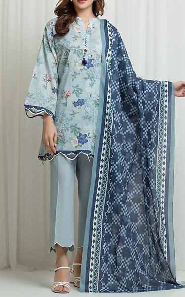 Edenrobe Pale Aqua Lawn Suit | Pakistani Lawn Dress in USA- Image 1