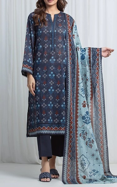 Edenrobe Navy Lawn Suit | Pakistani Lawn Dress in USA- Image 1