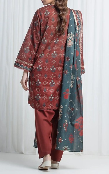Edenrobe Wine Lawn Suit | Pakistani Lawn Dress in USA- Image 2