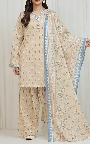 Edenrobe Beige Lawn Suit | Pakistani Lawn Dress in USA- Image 1
