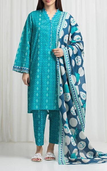 Edenrobe Turquoise Lawn Suit | Pakistani Lawn Dress in USA- Image 1